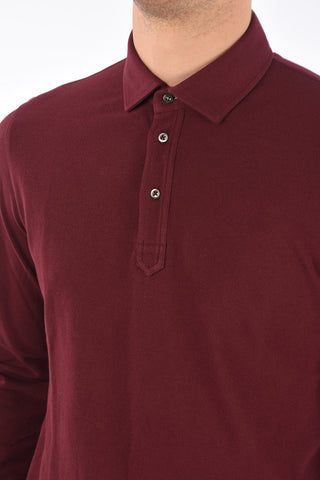 Cotton Long Sleeve Polo Collar T-Shirt