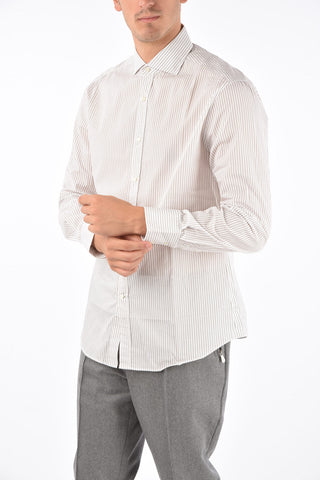 Striped Slim Fit Spread Collar Shirt