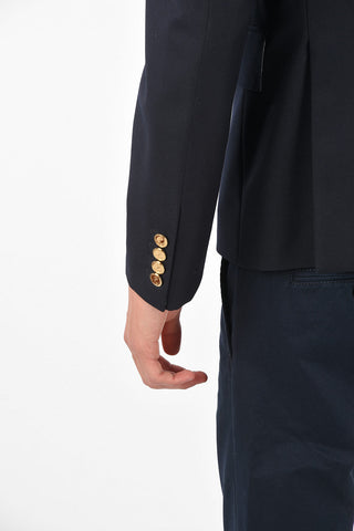 Blazer in Misto Lana con Bottoni Gioiello