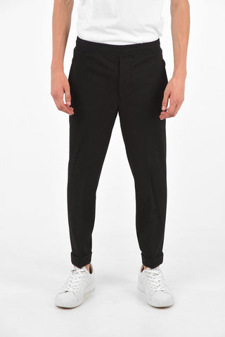 Pinstriped Drawstring Slim Fit Pants