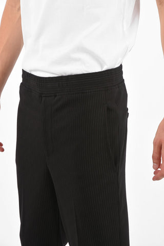 Pinstriped Drawstring Slim Fit Pants