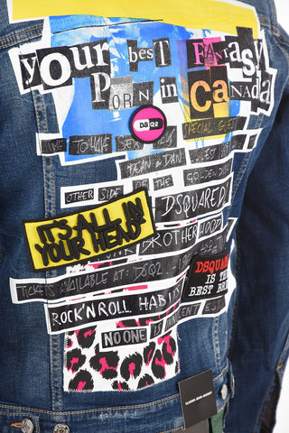 Giacca in Denim Distressed con Stampa sul Retro
