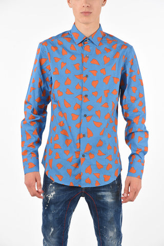 Heart Printed Classic Collar Shirt