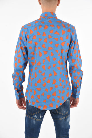 Heart Printed Classic Collar Shirt