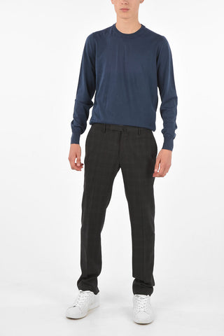 Windowpane Check No Hem Pants