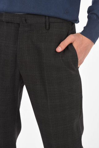 Windowpane Check No Hem Pants