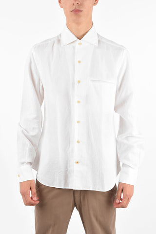 ID Linen and Cotton Jetted Pocket Shirt