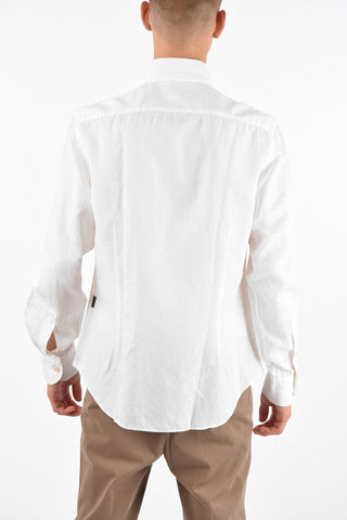 ID Linen and Cotton Jetted Pocket Shirt
