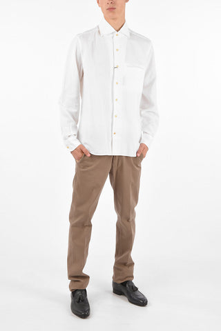 ID Linen and Cotton Jetted Pocket Shirt