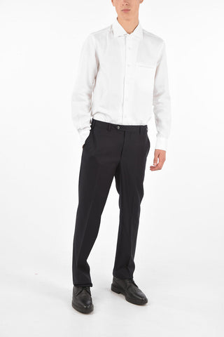 Extrafine Wool LEADER plain hem trousers