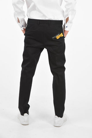 Logo Patch Slim Fit Pants 