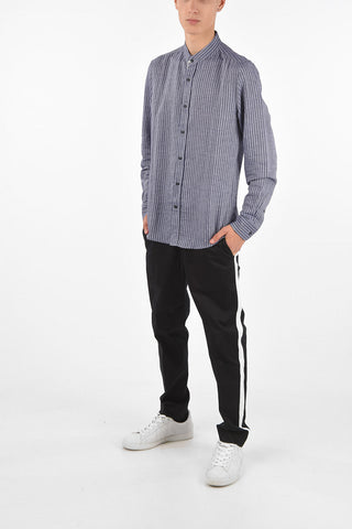 Camicia Collo Coreano LEISURE FIT in Lino e Cotone