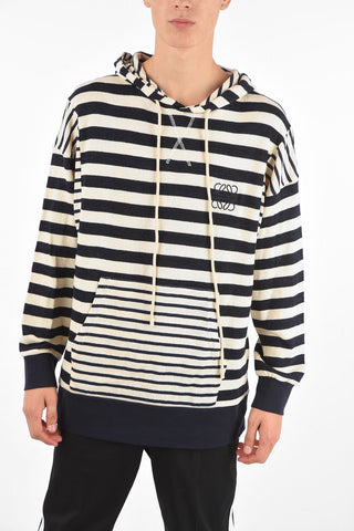 Cotton Striped Sweater with Hood