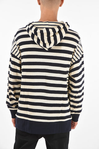 Cotton Striped Sweater with Hood