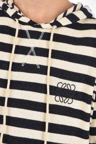 Cotton Striped Sweater with Hood