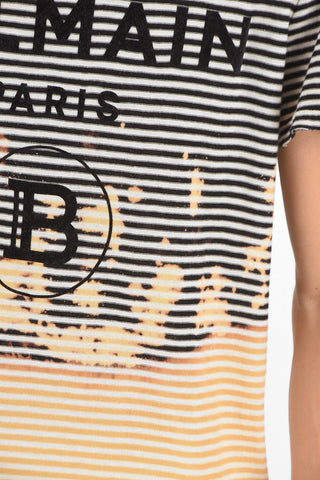 Acid Wash Effect Striped Slim Fit T-shirt