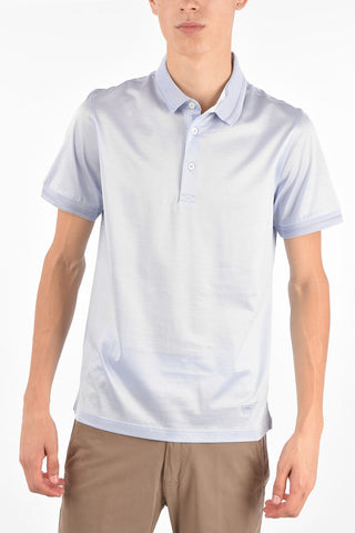 Ebroidered Trim Polo Neck T-Shirt