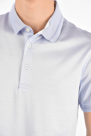 Ebroidered Trim Polo Neck T-Shirt