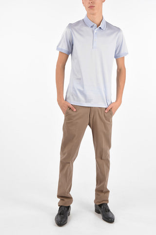 Ebroidered Trim Polo Neck T-Shirt