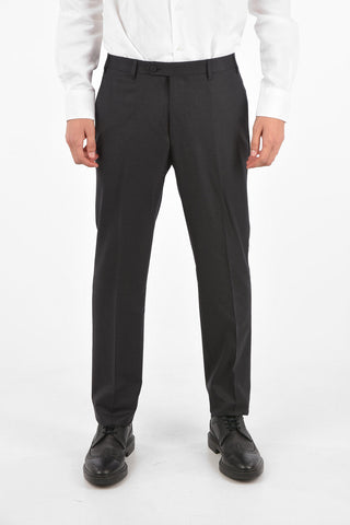 Extrafine Wool LEADER plain hem trousers