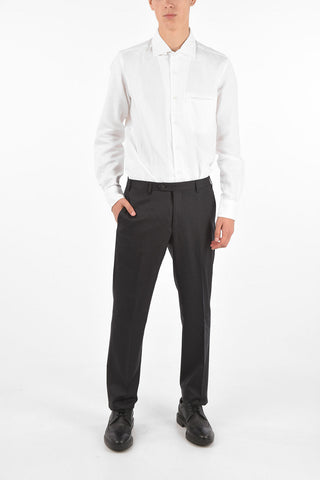 Extrafine Wool LEADER plain hem trousers