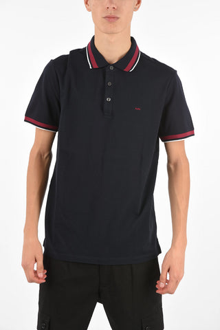 Contrasting Trimming 3 Button Polo Shirt