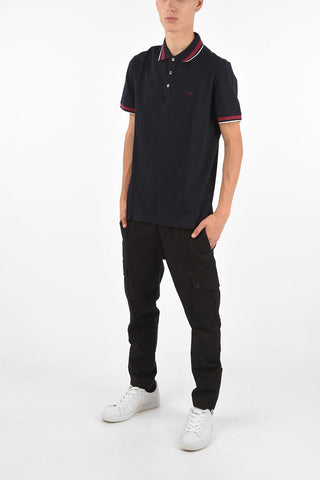 Contrasting Trimming 3 Button Polo Shirt