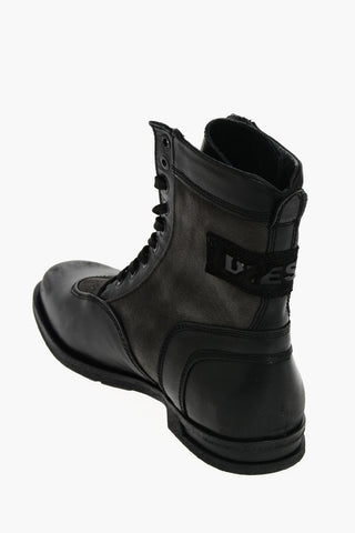 Leather and denim D-OGTAG OXB LACE boot