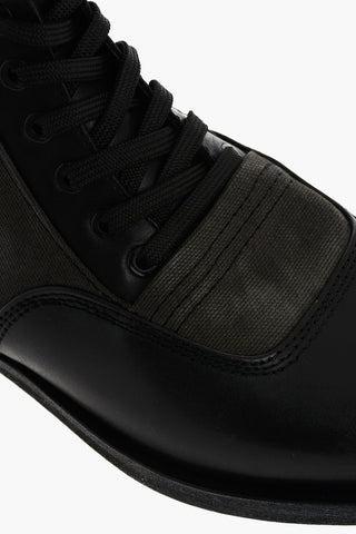Leather and denim D-OGTAG OXB LACE boot