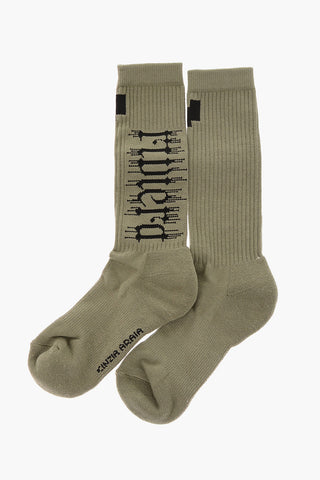Ribbed Embroidered Socks