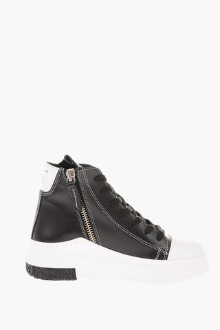 Leather Contrast Sole High Sneakers