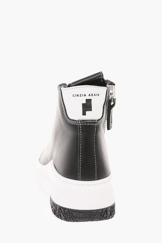 Leather Contrast Sole High Sneakers
