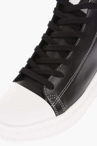 Leather Contrast Sole High Sneakers