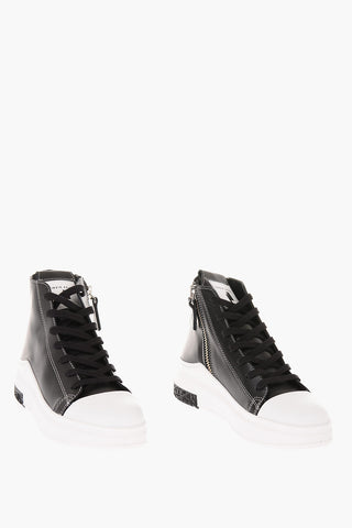 Leather Platform Sole Visible Seams Sneakers