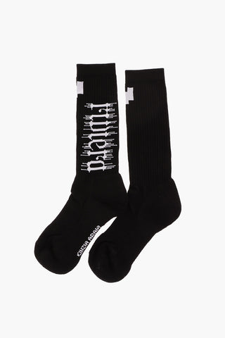 Ribbed Embroidered Socks