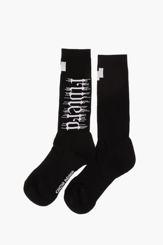 Ribbed Embroidered Socks