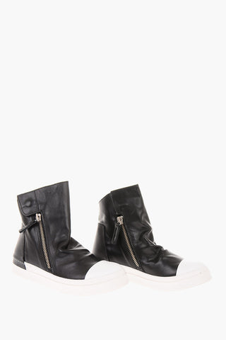 Sneakers Alte in Pelle con Chiusura Zip