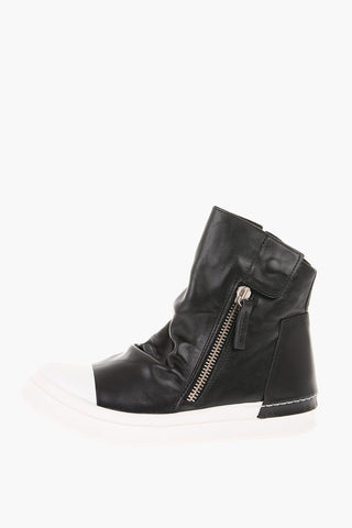 Sneakers Alte in Pelle con Chiusura Zip