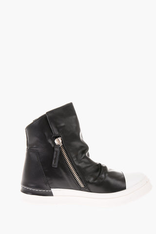 Sneakers Alte in Pelle con Chiusura Zip