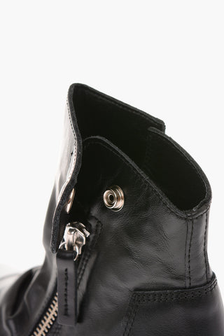 Sneakers Alte in Pelle con Chiusura Zip