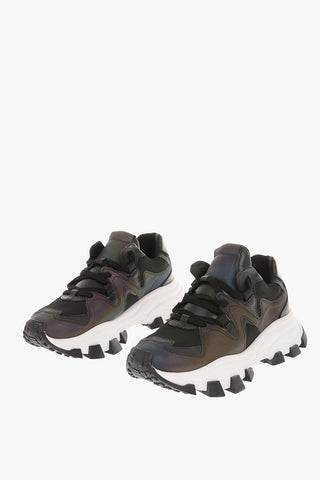 Fabric and Leather Track Sole Sneakers