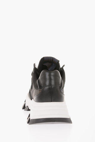 Fabric and Leather Track Sole Sneakers