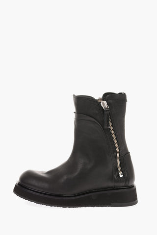 Coated Leather Side Zipped BEREK Ankle Boots