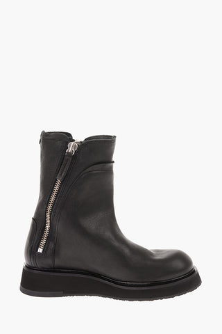 Coated Leather Side Zipped BEREK Ankle Boots