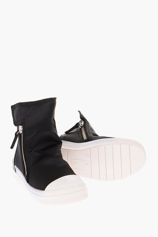 Fabric Leather Detail Zipped High Sneakers