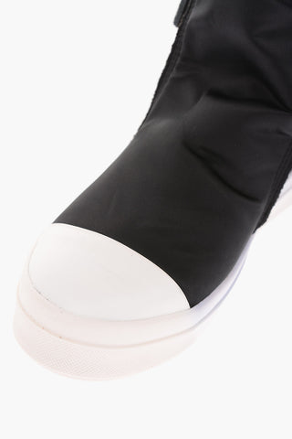 Fabric Leather Detail Zipped High Sneakers