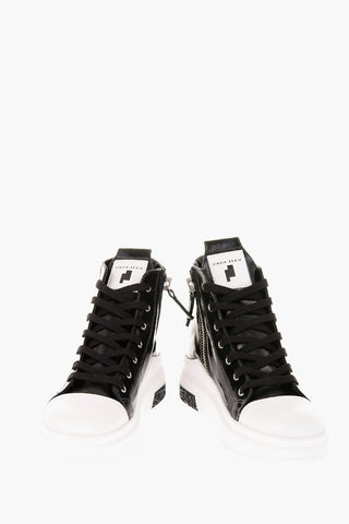 Shimmering Leather Side Zipped Sneakers