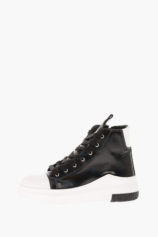 Shimmering Leather Side Zipped Sneakers