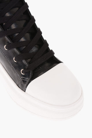 Shimmering Leather Side Zipped Sneakers
