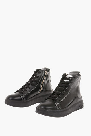 Leather Side Zipped High Sneakers